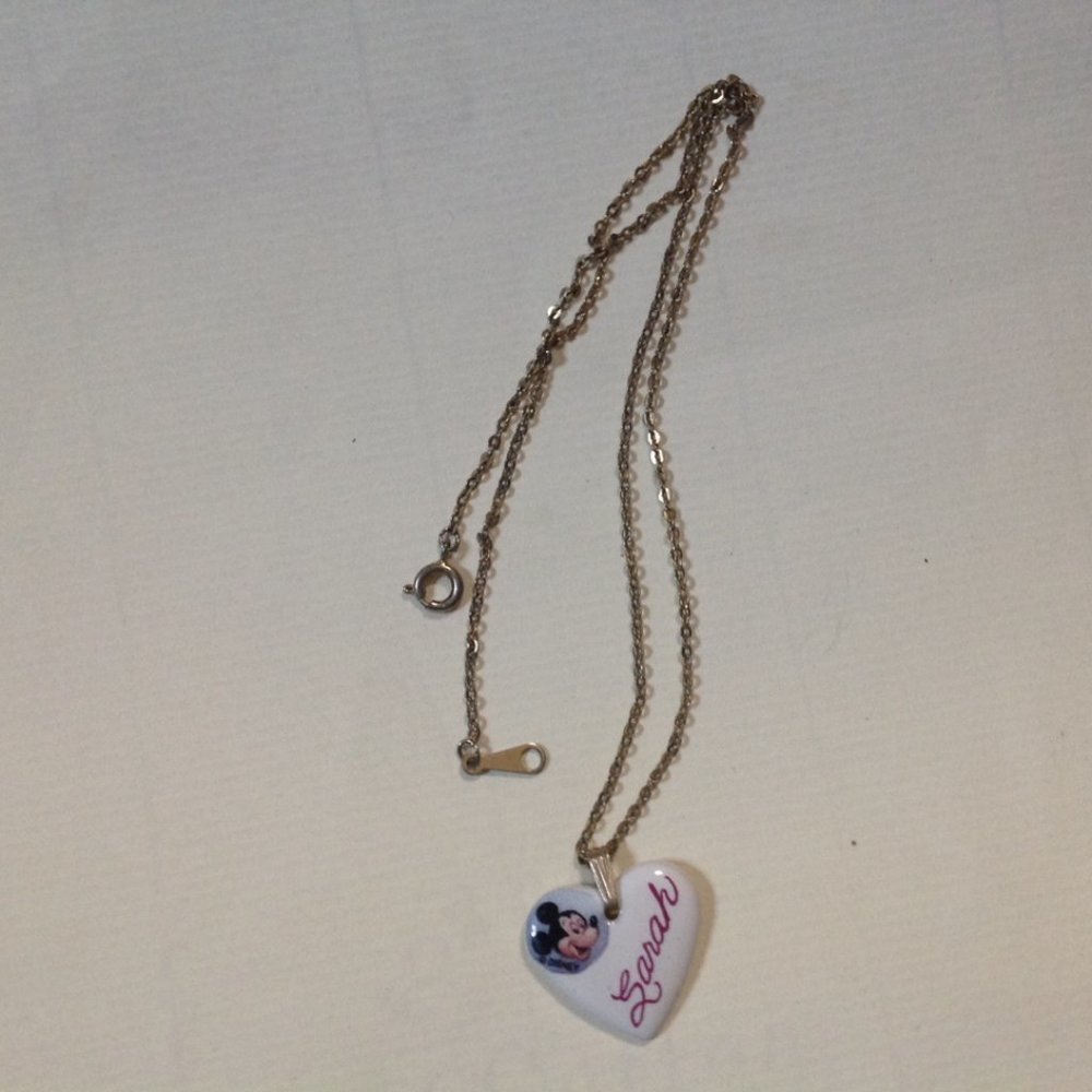 **SAle** Vintage Porcelain Heart Pendant With Name Sarah